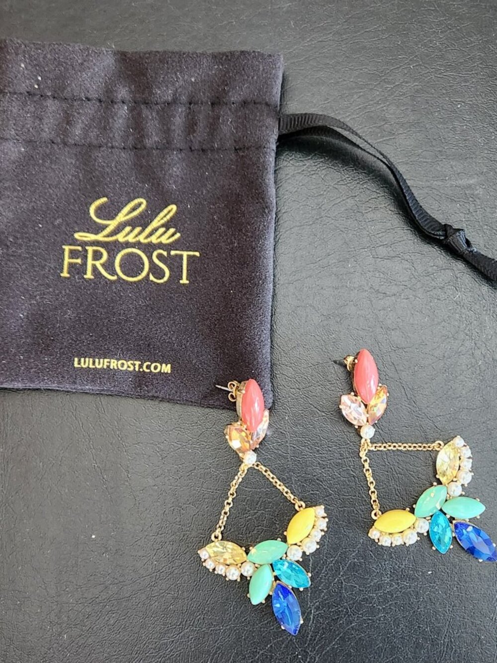 Lulu Frost Colorful Statement Earrings • Original Pouch • Excellent Condition